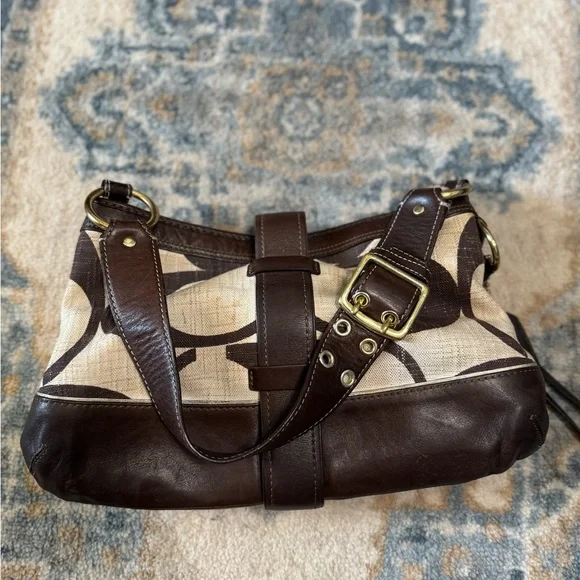 Coach Vintage Leather Brown and Cream Women's Bag - Picture 5 of 9